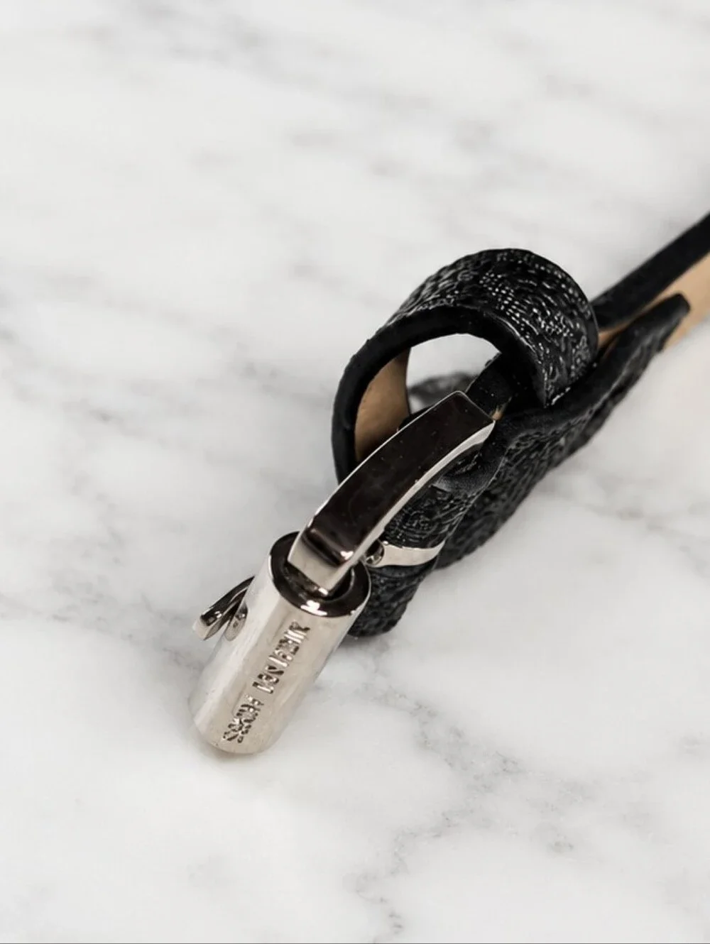 MICHAEL KORS Black Vegan Leather Belt with Silver Buckle